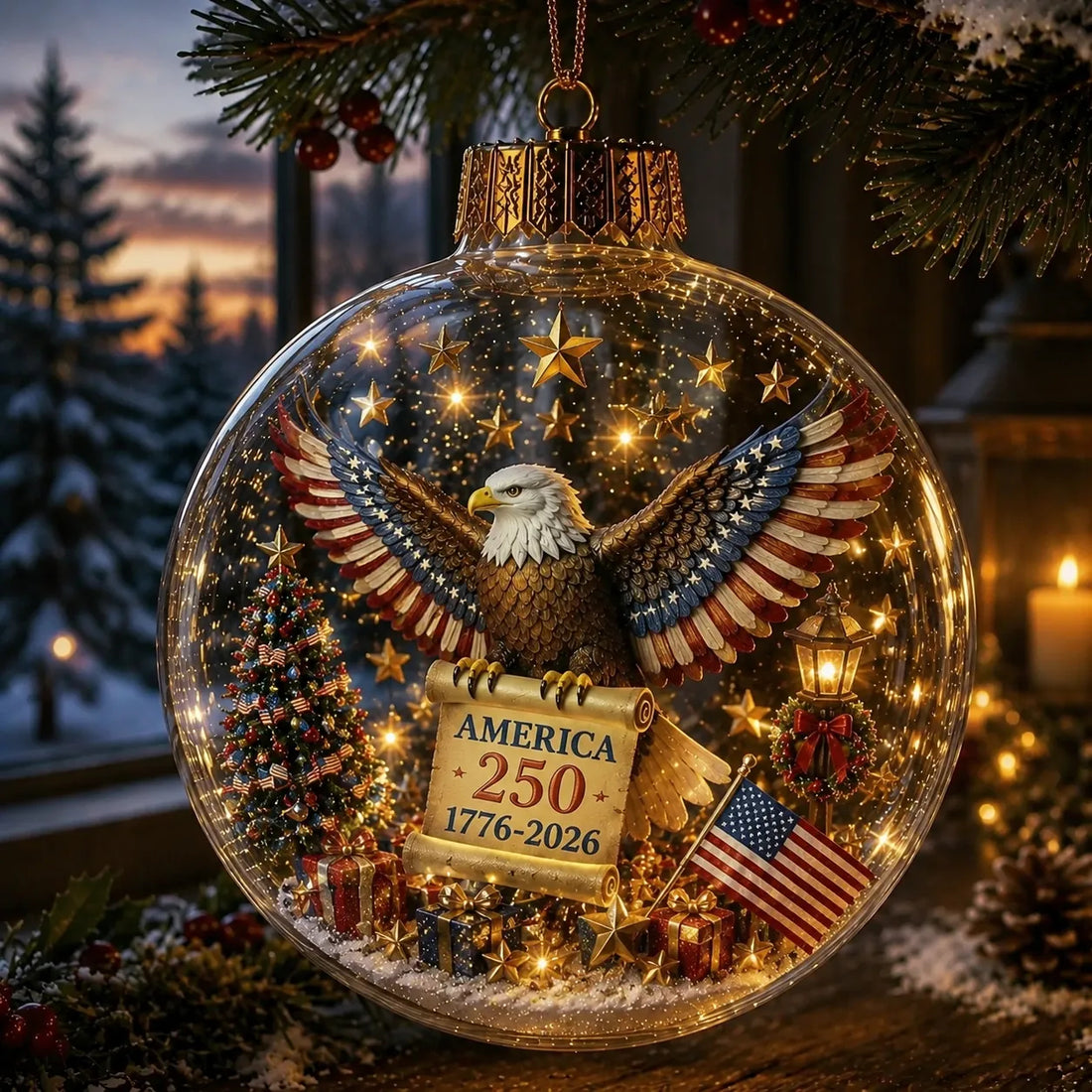 America 250 Heritage Crystal Ornament