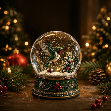 Christmas Hummingbird Snow Globe