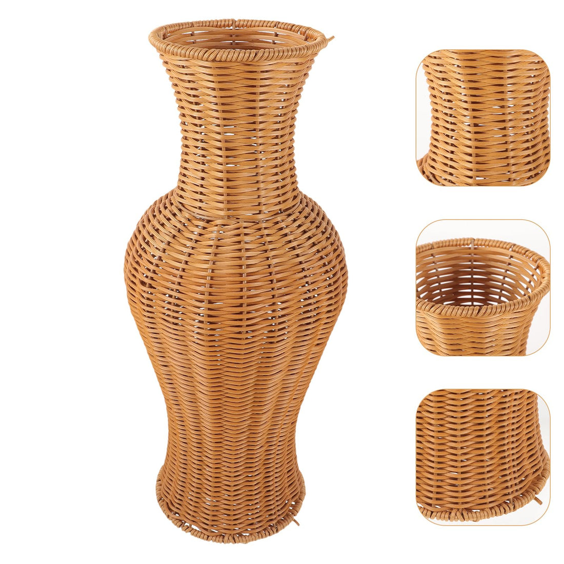 Rustic Woven Rattan Floor Vase