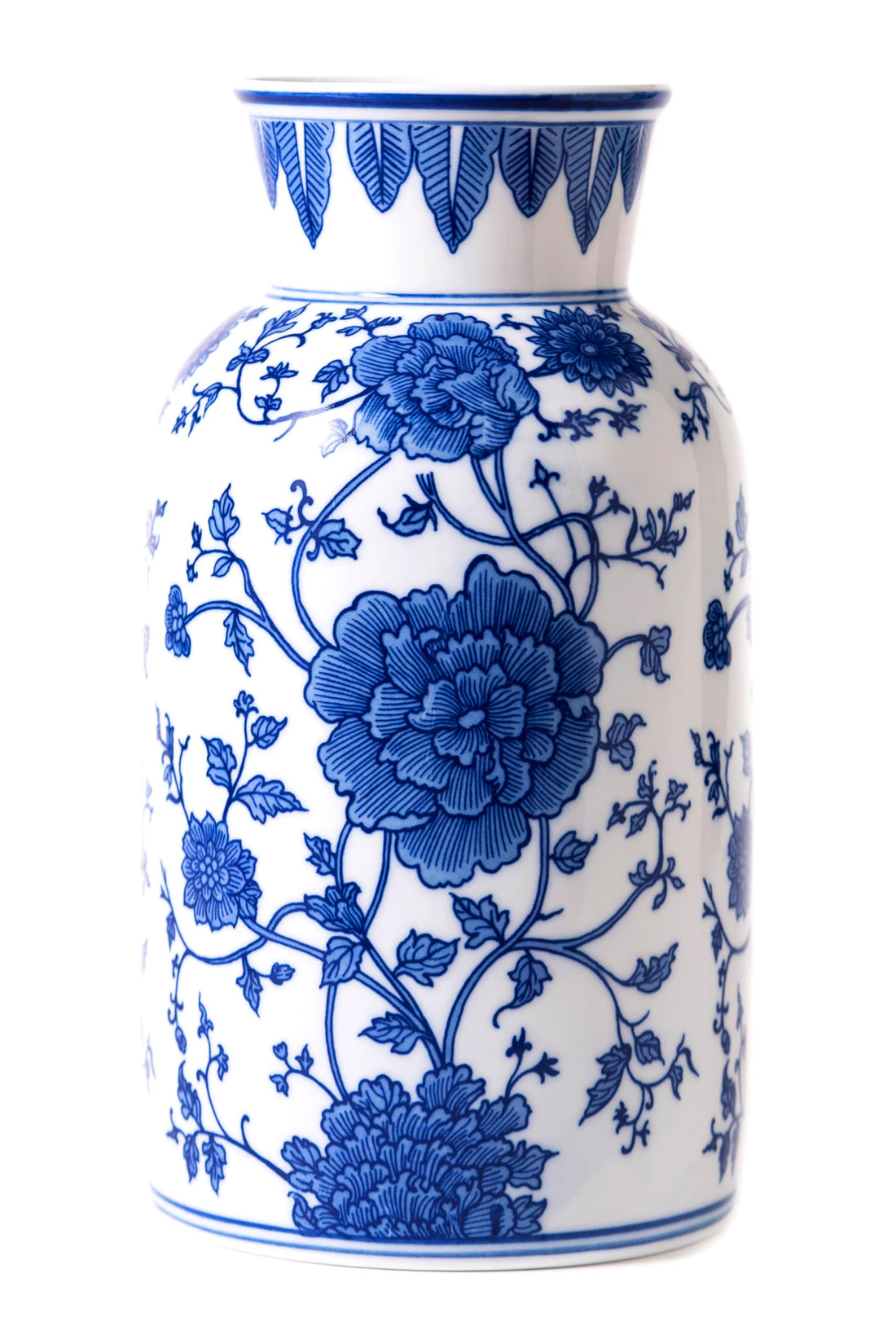 Chinoiserie Sunflower Blue & White Porcelain Vase