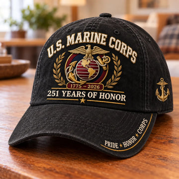 U.S. Marine Corps 251 Years Of Honor 1775–2026 Anniversary Baseball Cap