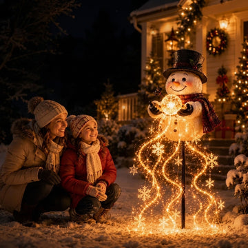 Snowman Magic Fountain-Flowing Snowflake LED Christmas Garden Light