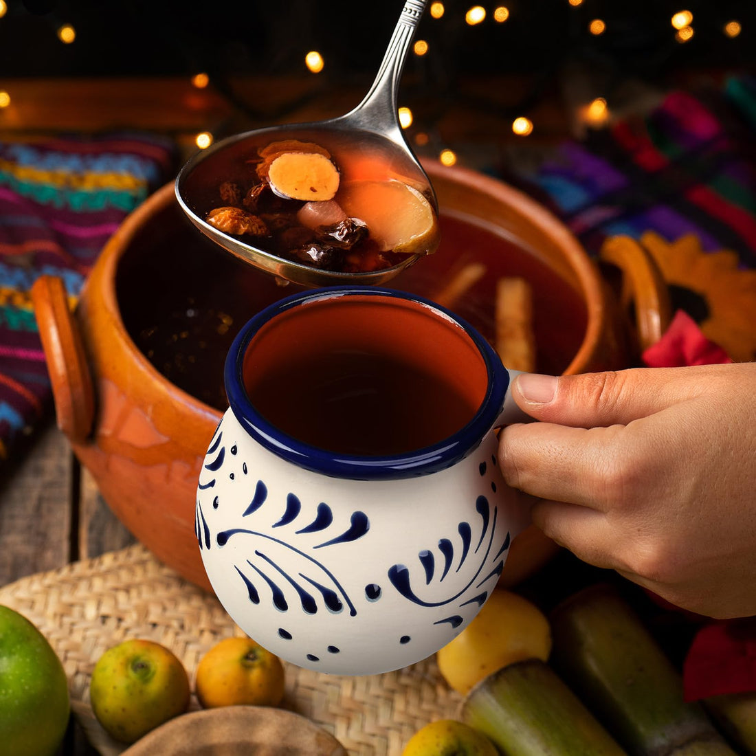 Hand-Painted Clay Mug Set –  Mexican Pottery Mugs Coffee Cups