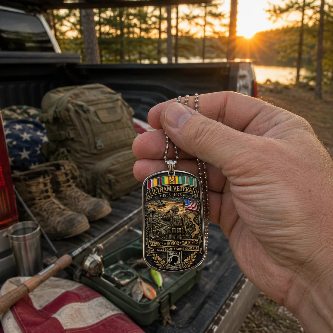 Vietnam Veteran All Gave Some Some Gave All Tribute Dog Tag Necklace