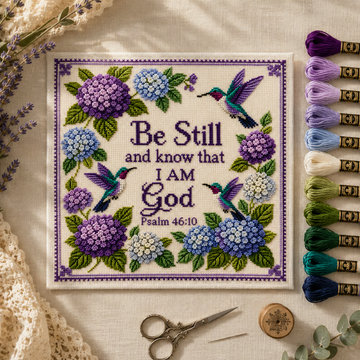 Hummingbird Garden Faith Cross Stitch Kit