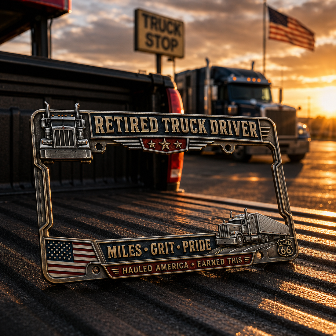 Retired Truck Driver Tribute License Plate Frame