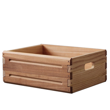 Solid Wood Storage Bin – Open Box with Handles, Farmhouse Shelf Basket