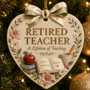 Retired Profession Christmas Ceramic Heart Ornament