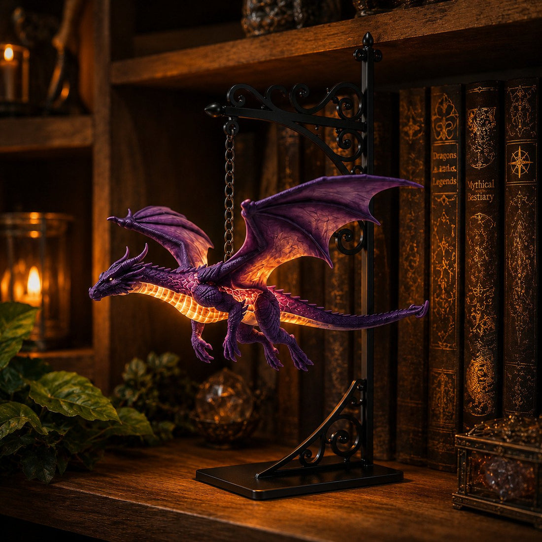 Glowing Dragon Hanging Bookshelf Light