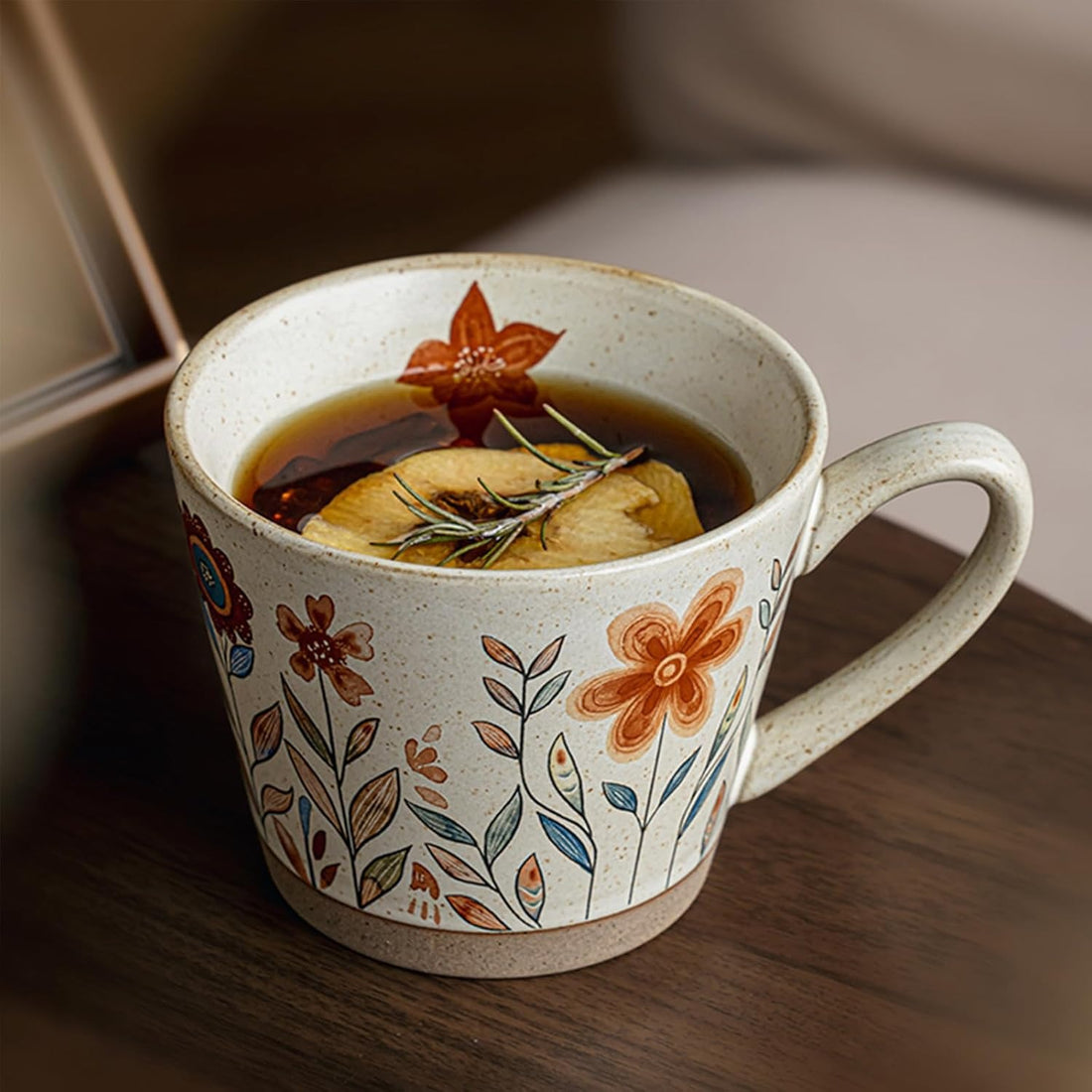 Vintage Hand-Painted Ceramic Floral Coffee Mug