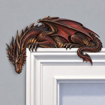 Sleeping Dragon Door Topper | Medieval Fantasy Dragon Guardian Wall Decor