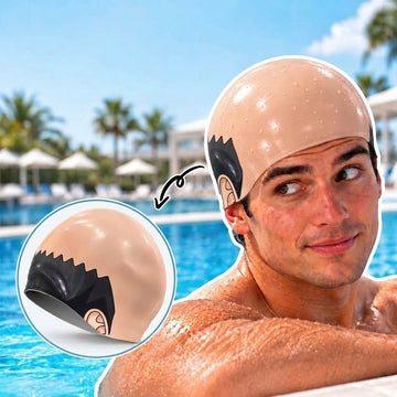 Funny Realistic Bald Head Swim Cap