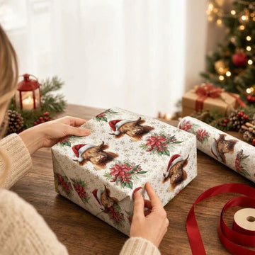 Christmas Highland Cow and Floral Gift Wrapping Paper Roll