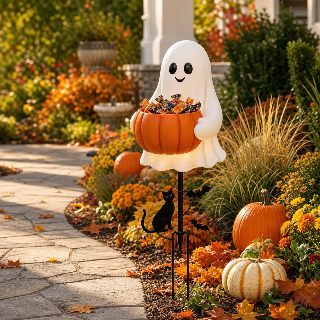 Halloween Ghost Candy Keeper Garden Stake