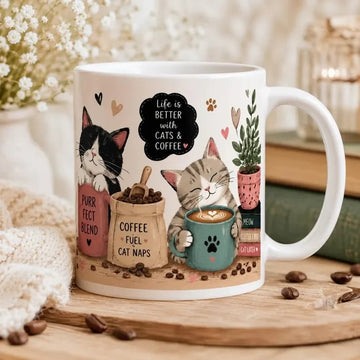 Cozy Cat Coffee Mug - Cute Ceramic Cup for Cat Lovers