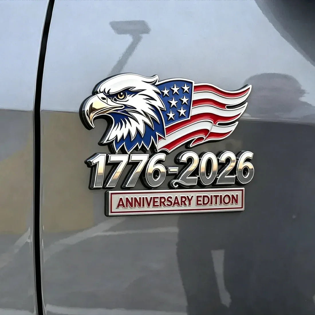 1776–2026 American Eagle & Flag Metal Car Emblem