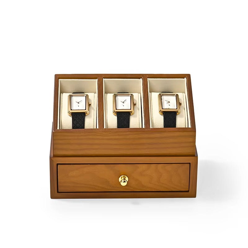 Horologist's Display Case - Double-Layer Wooden Watch Organizer