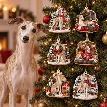 Whippet Christmas Ornament Gift Set