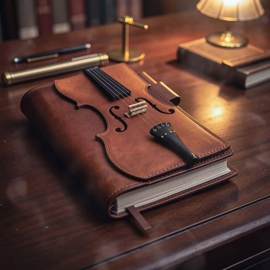 Vintage Violin Leather Notebook