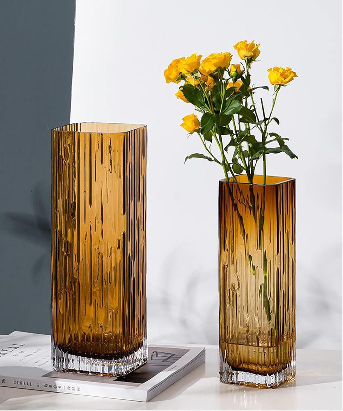 Modern Minimalist Crystal Glass Square Vase