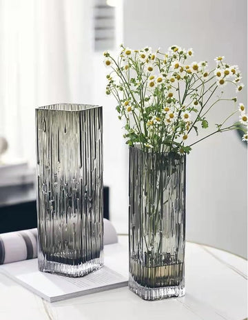 Modern Minimalist Crystal Glass Square Vase