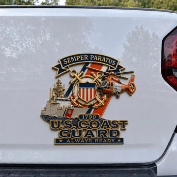 U.S. Coast Guard Career Commemorative Metal Car Emblem