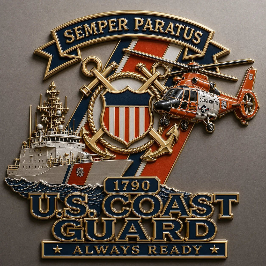 U.S. Coast Guard Career Commemorative Metal Car Emblem