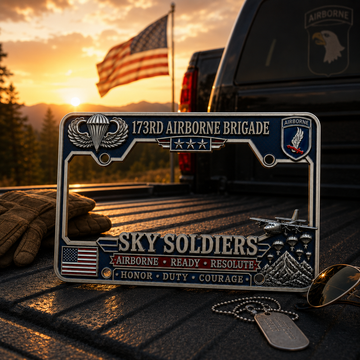 U.S. Army 173rd Airborne Brigade “Sky Soldiers” Tribute License Plate Frame