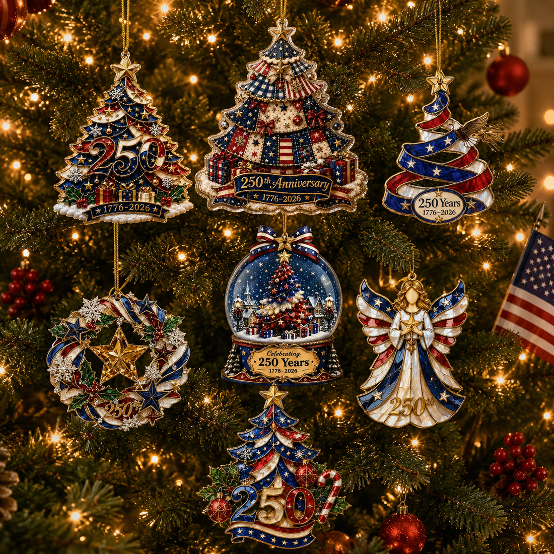 US 250th Anniversary Christmas Ornament