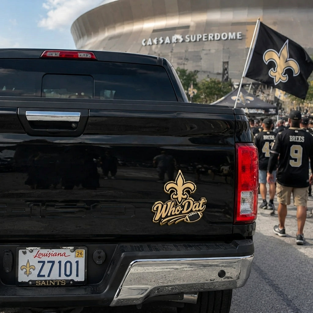 Who Dat Car Emblem Metal Badge