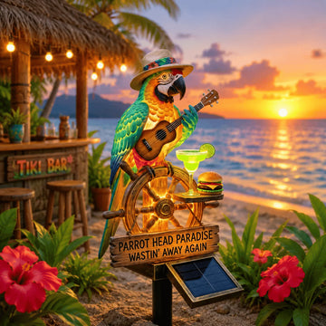 Solar-Powered ParrotGarden Light -"Wastin'Away Again”