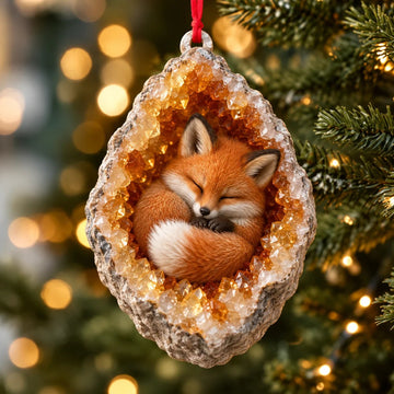 Woodland Geode Animal Ornaments – Tiny Christmas Friends Hidden in Crystal Magic