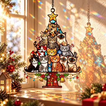 Cat Christmas Tree Suncatcher