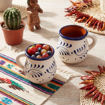 Hand-Painted Clay Mug Set –  Mexican Pottery Mugs Coffee Cups