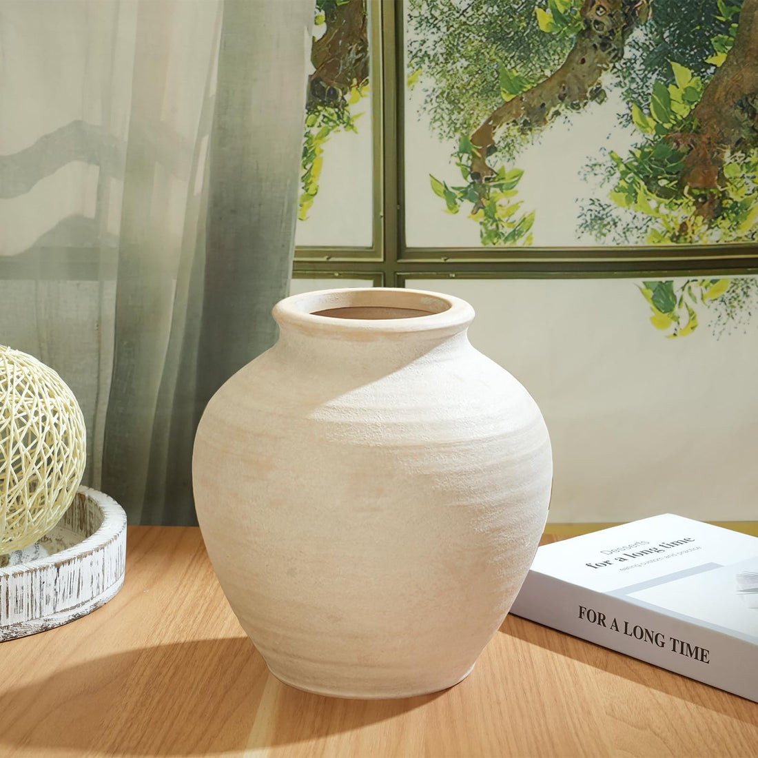 Ceramic Flower Vase – 6.2" Farmhouse Rustic Vintage Pottery Vase