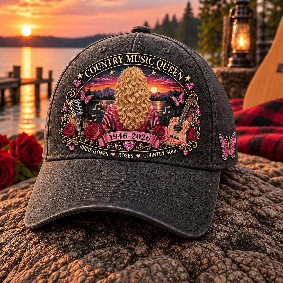 "Country Music Queen 1946–2026 Tribute Embroidered Cap
