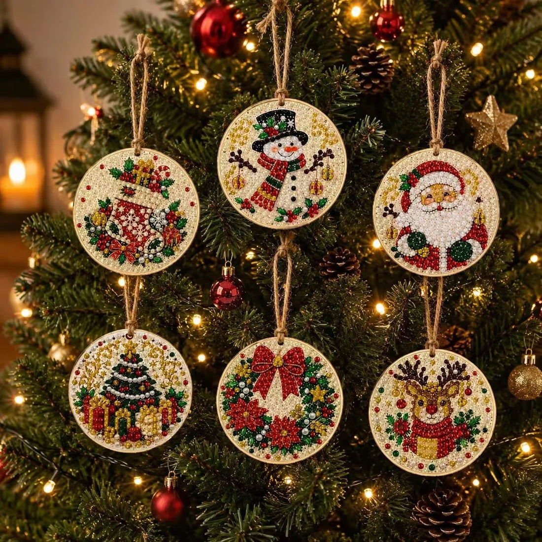 6-Piece Christmas Diamond Painting Ornament Kit