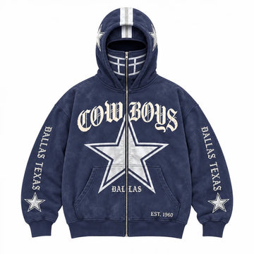 2-in-1 Football Zip Hoodie – Full-Zip Helmet Hood & Oversized Fit