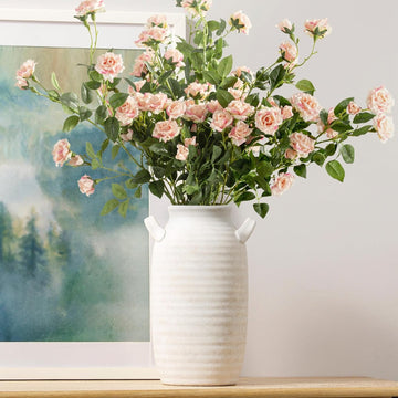 Tall Farmhouse Ceramic Vase with Handle