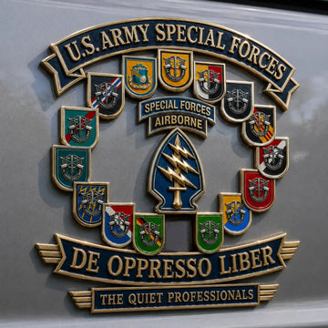 U.S. Army Special Forces “De Oppresso Liber” Tribute Metal Car Emblem