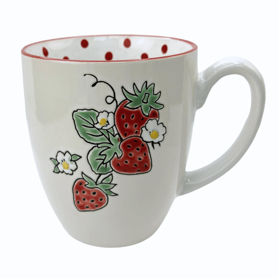 Hand-Painted Cute Strawberry Ceramic Mug – 15 oz Coffee & Tea Cup
