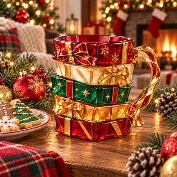 Stacked Christmas Gifts Mug – Festive Jewel-Inspired Holiday Cup