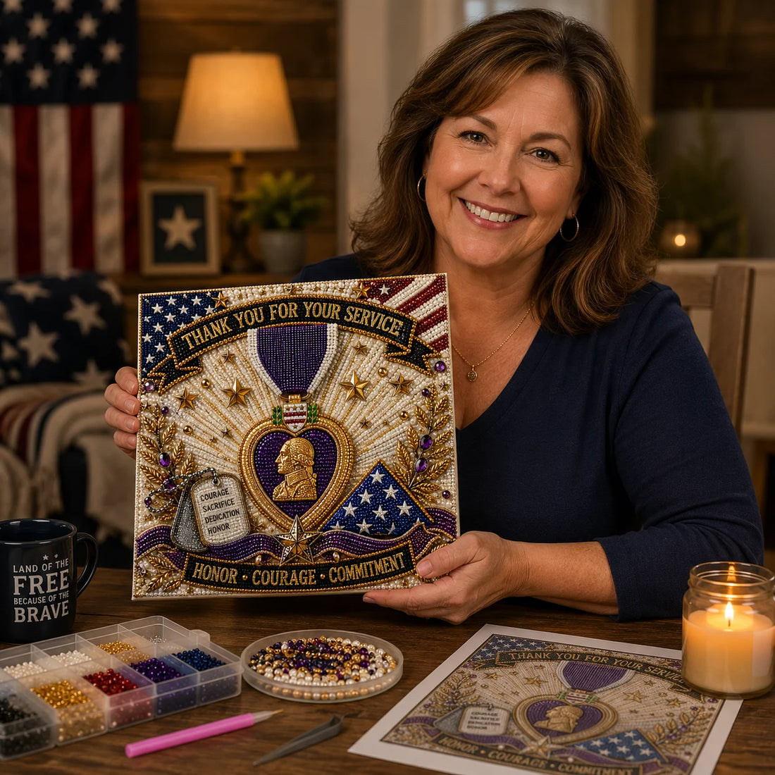 Purple Heart Day Commemorative Pearl Art Kit