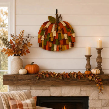 Handmade Patchwork Pumpkin Door Hanger| Warm Rustic Fall & Thanksgiving Decor