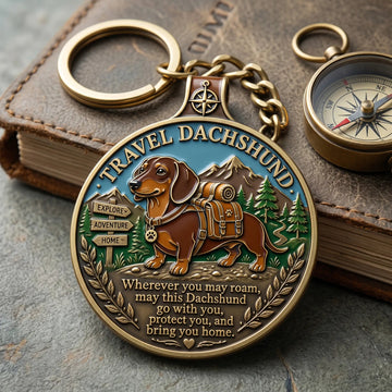 "Travel Dachshund" Wanderlust Explorer Keyring