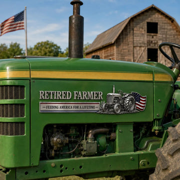 Retired Farmer – Feeding America for a Lifetime Metal Emblem