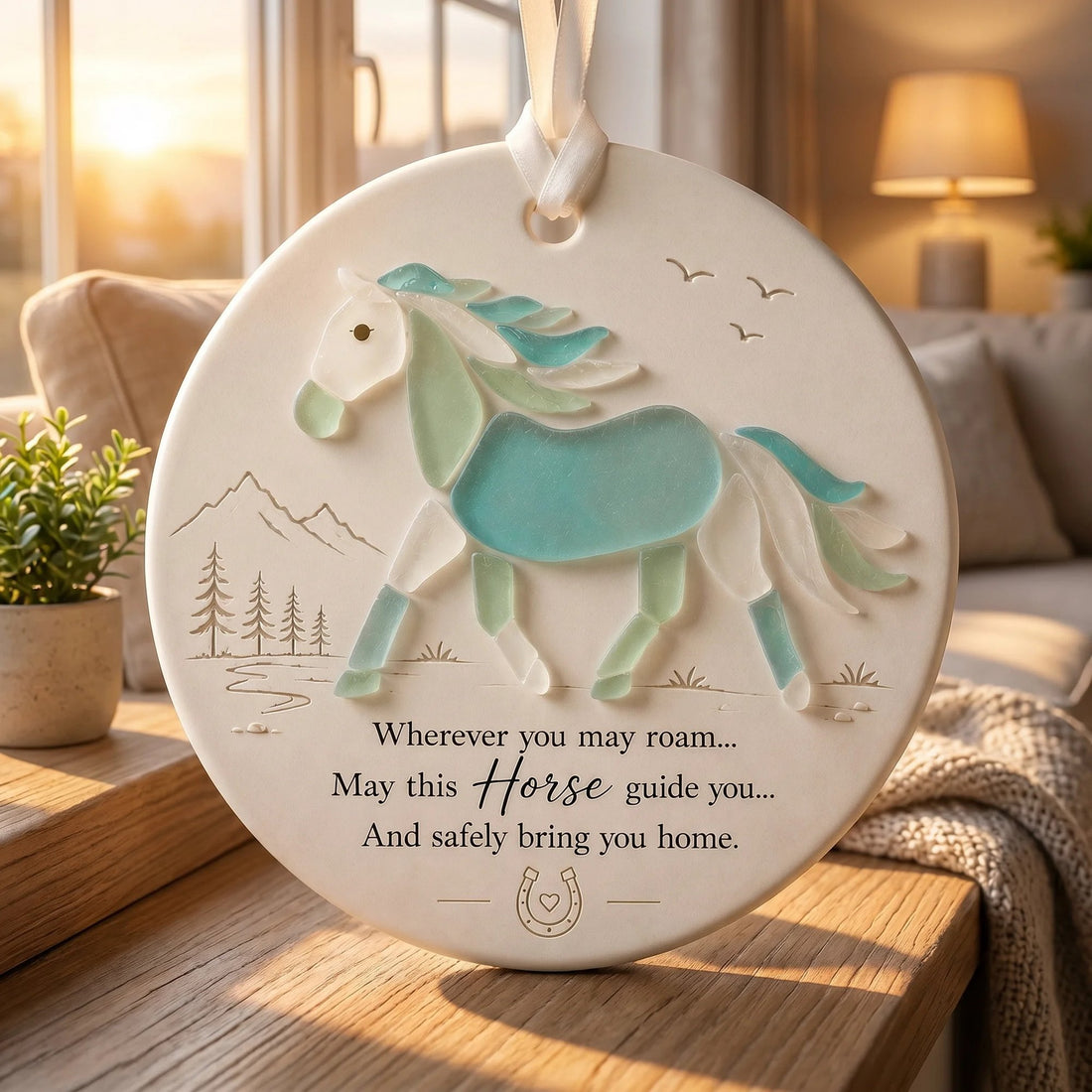 Travel Horse Sea Glass Style Ornament