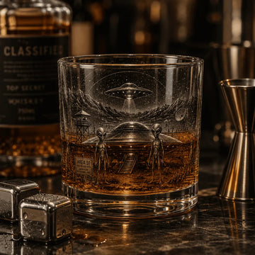 UFO Encounter Whiskey Glass