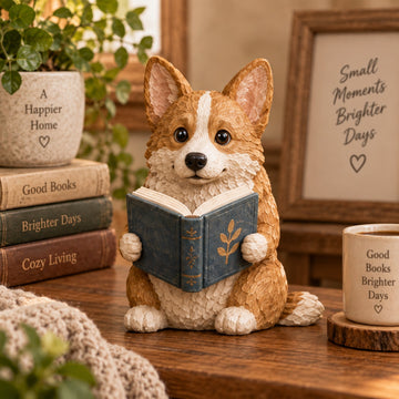 Reading Dog Figurine Decorative Ornaments