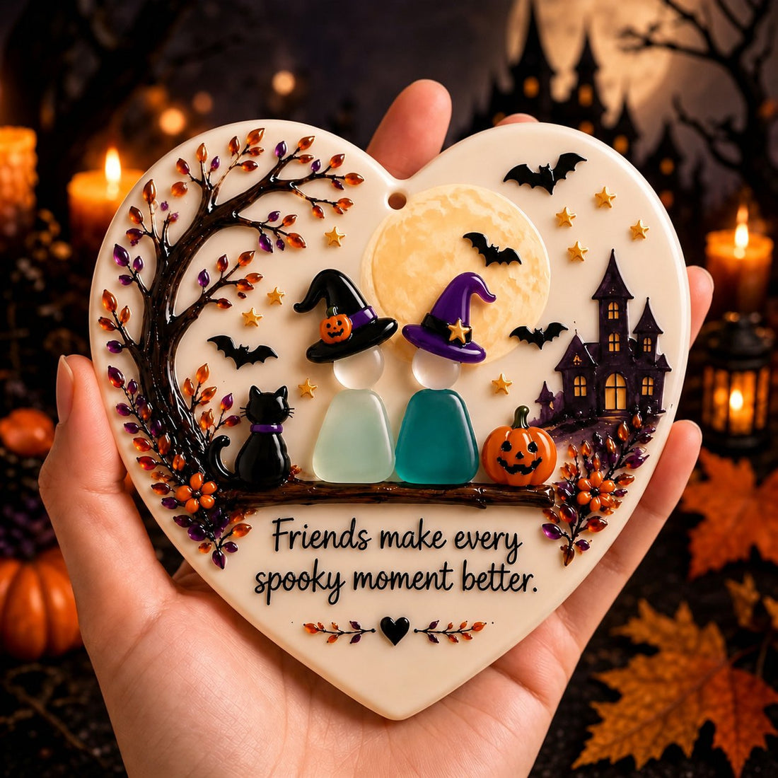Halloween Friendship Sea Glass Style Ornament